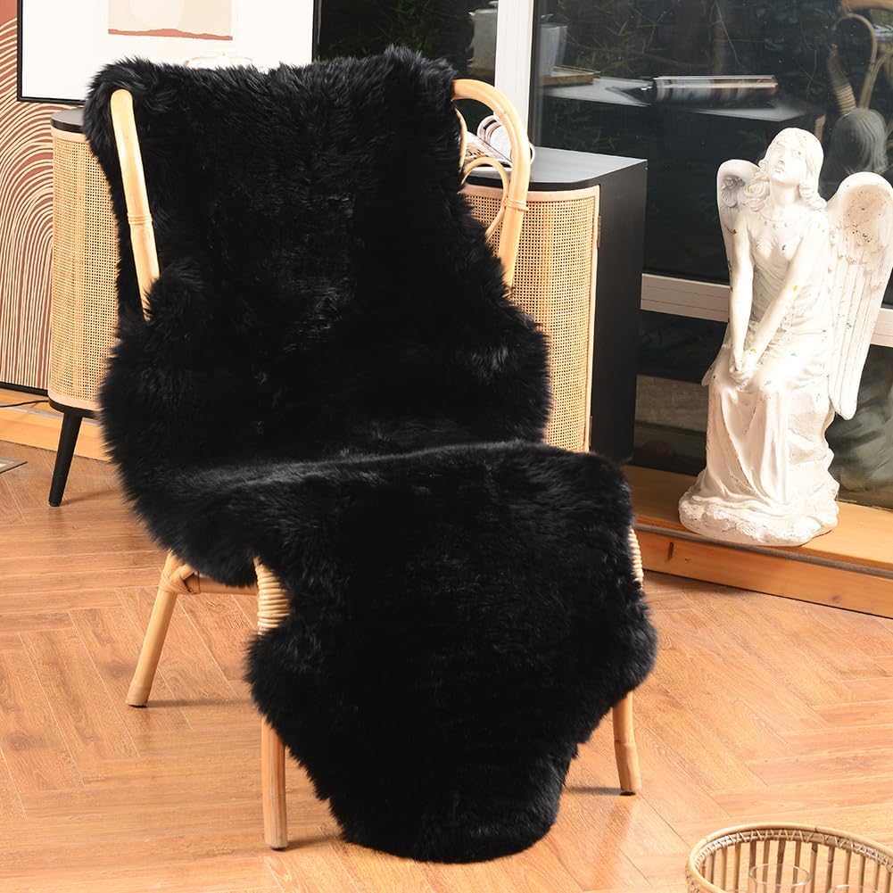 Genuine New Zealand Sheepskin Rug-black 2 Genuine New Zealand Sheepskin Rug-black - Image 2