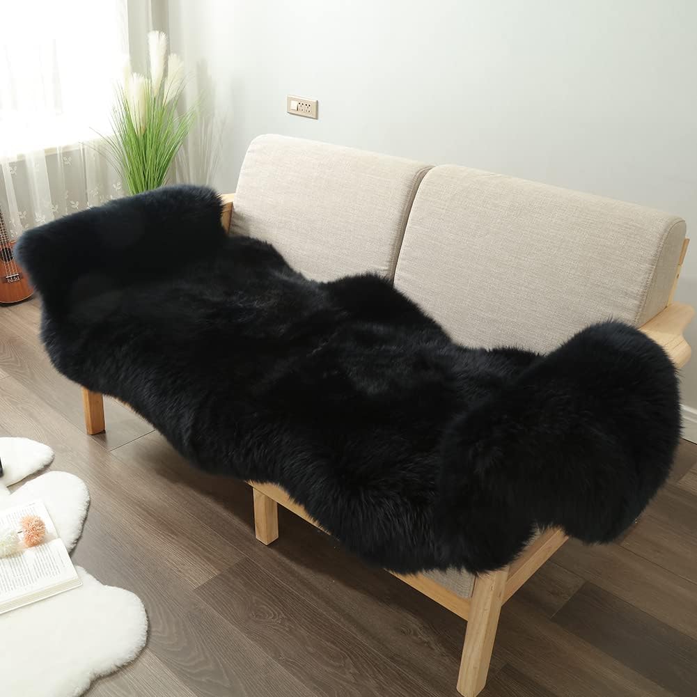 Genuine New Zealand Sheepskin Rug-black 5 Genuine New Zealand Sheepskin Rug-black - Image 5