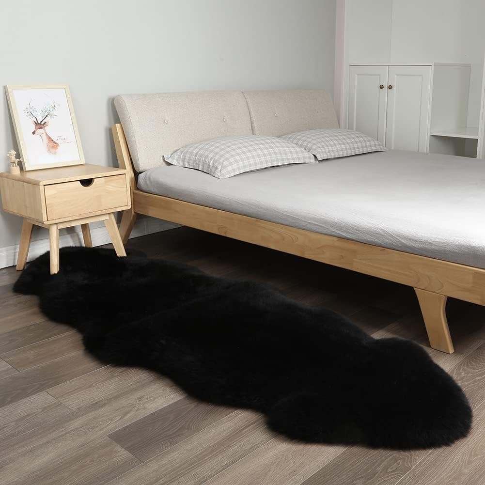 Genuine New Zealand Sheepskin Rug-black 3 Genuine New Zealand Sheepskin Rug-black - Image 3