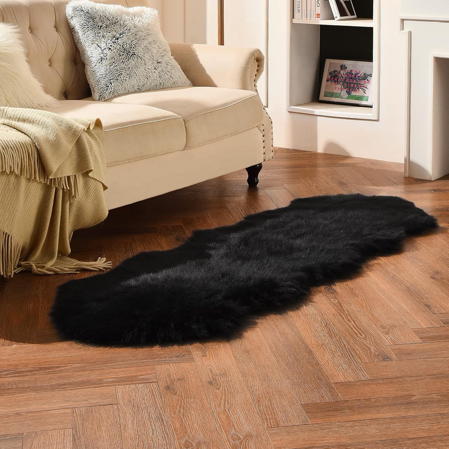 Genuine New Zealand Sheepskin Rug-black 4 Genuine New Zealand Sheepskin Rug-black - Image 4