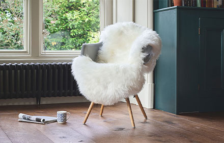 Sheepskin rugs. Sheepskin seat cushions.