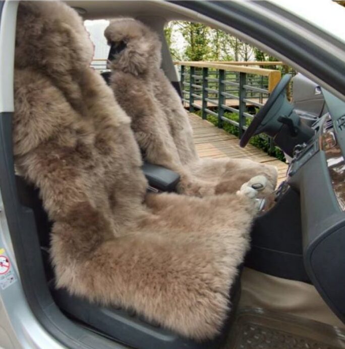 Thick Plush Universal Car Seat Covers Soft Shearling Genuine Sheepskin Car Seat Cushions