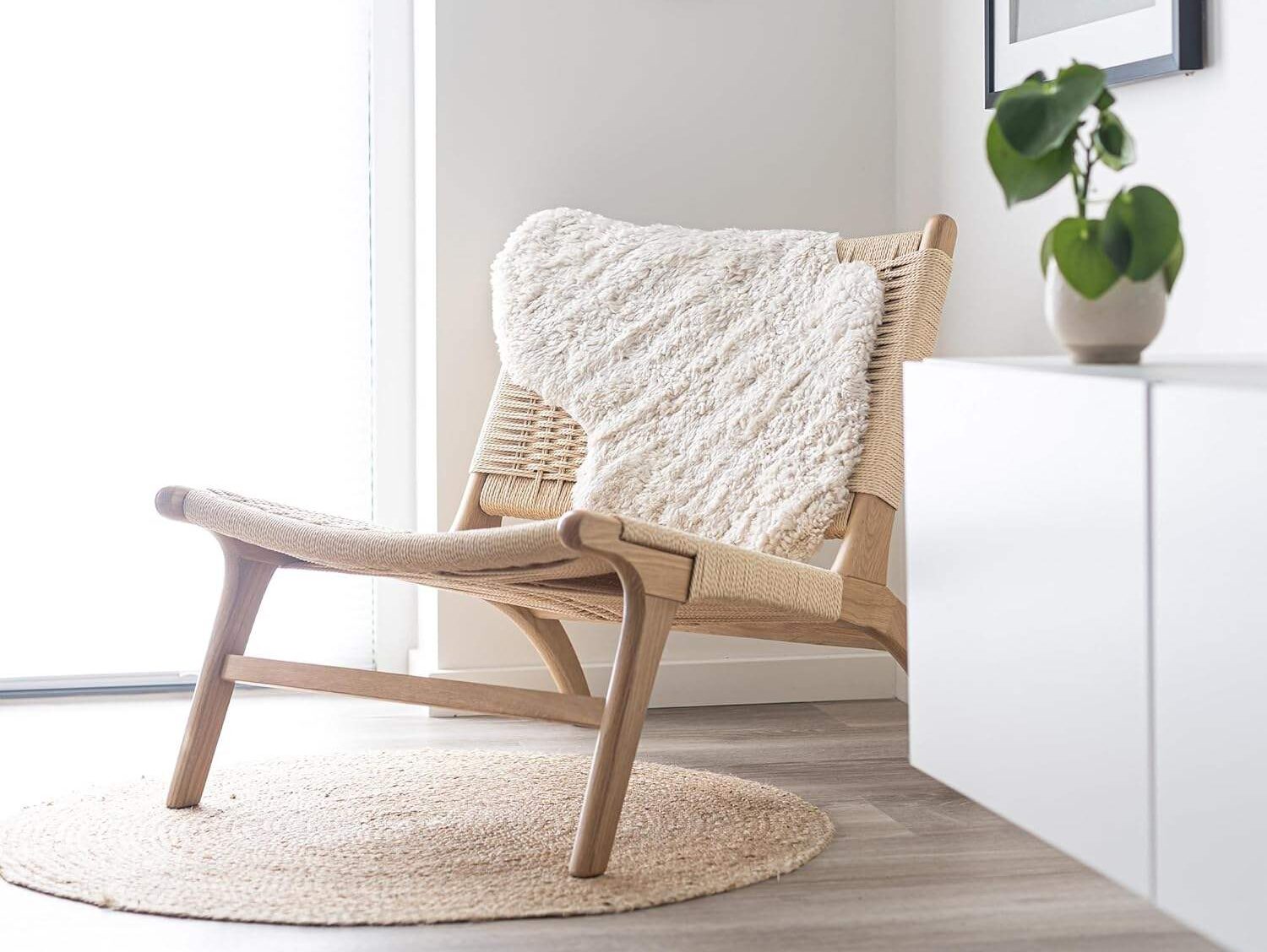 Nordic 2x3 ft Genuine Sheepskin Rug Short Pile Beige Animal Fur Bedside or Dining Table Unique Natural Creation with a Slightly Fluffy Texture