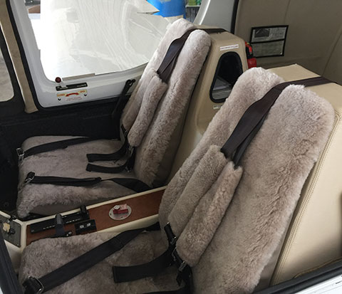 Private jet sheepskin pilot seat cover