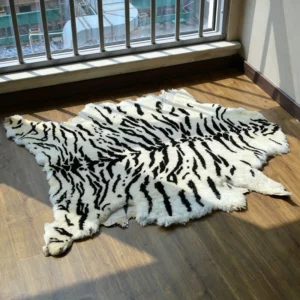 White Tiger pattern Sheepskin Rug